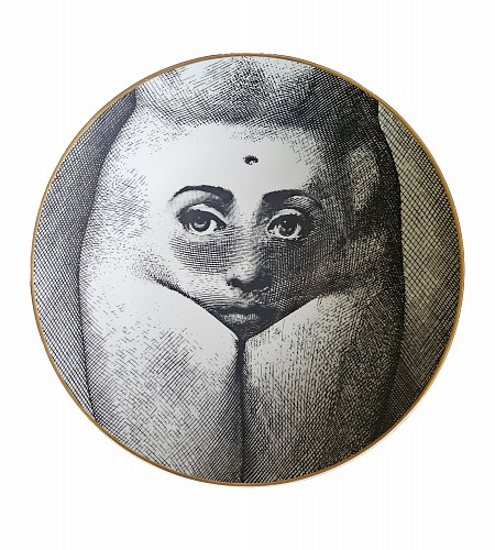 Inventory:  Piero Fornasetti, Vintage Rosenthal Fornasetti Temi E Variazioni Motiv 19 Porcelain Plate, 1980s, $700