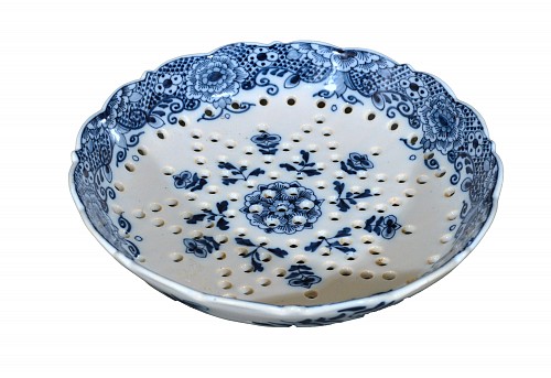 Inventory:  Dutch Delft, Dutch Delft Blue & White Cress Dish, Tichelaar, Makkum, 1890, $550