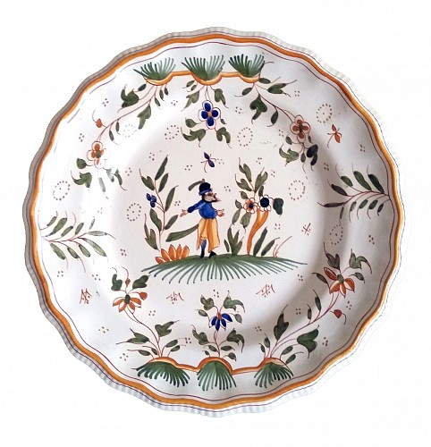 Inventory:  Edme Samson et Cie, Paris,, French Faience Moustier-style Plate. Edme Samson et Cie, Paris, 19th-century, $350