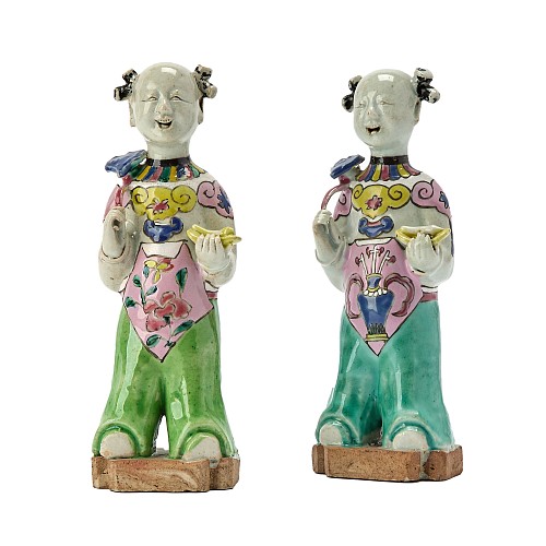 Inventory:  Chinese Export Porcelain, 18th-century Chinese Export Porcelain Laughing Boy Figures, $1,250