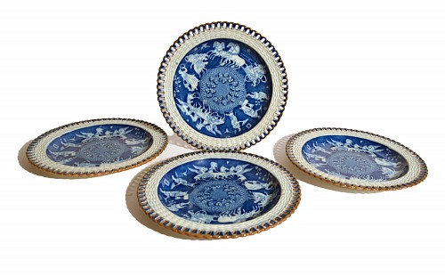 Herculaneum Herculaneum Pattern Blue Openwork Dessert Plates-Set of Four, 1810 $1,250