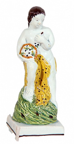 Inventory:  Pearlware, Antique English Staffordshire Pearlware  Pottery figure of Autumn, Circa 1800-20, $550