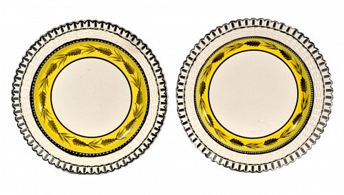 Creamware Pottery English Yellow-banded Openwork Creamware Dessert Dishes , Probably Liverpool Herculaneum, Circa 1810-15 $500