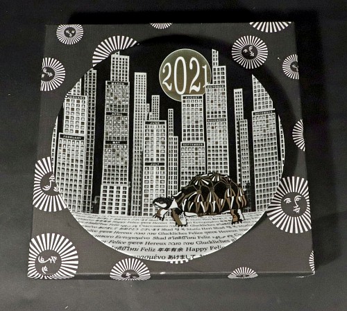 Inventory:  Piero Fornasetti, Fornasetti Atelier Ceramic Calendar Plate for 2021- Skyscrapers with Original Box, 2021, $550