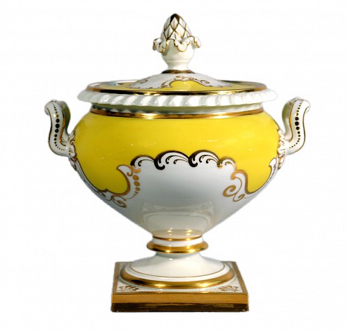 Inventory:  Flight, Barr & Barr Factory, Flight Barr & Barr Worcester Porcelain Yellow-ground Sauce Tureen and Cover, Circa 1792-1807, $1,250