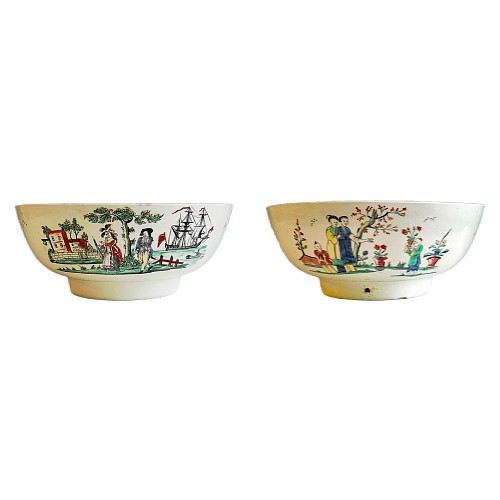 Creamware Pottery A World Away: Creamware Sailor's Farewell and Chinoiserie Punch Bowl, 1800-20 $2,500