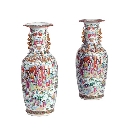 Chinese Export Porcelain Monumental Chinese Export Porcelain Large Rose Medallion Vases, 1850-65 $12,500