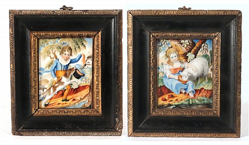 Inventory:  Portrait Miniature, Pair of Portrait Miniatures of Children by W. Fisher, Dated 1821, $3,000