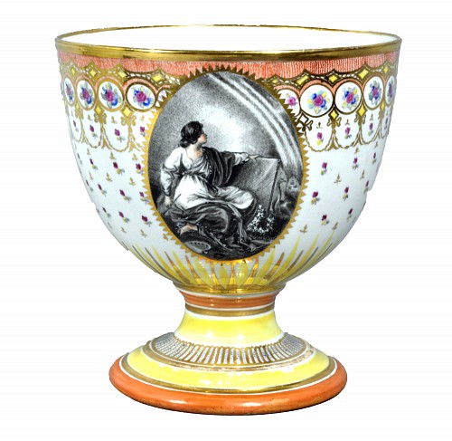 Inventory:  Chamberlain's Worcester, Chamberlain Worcester Porcelain Goblet with Painting by Humphrey Chamberlain after Angelica Kauffman's Painting of The Figure of Design, 1800-1815, $2,250