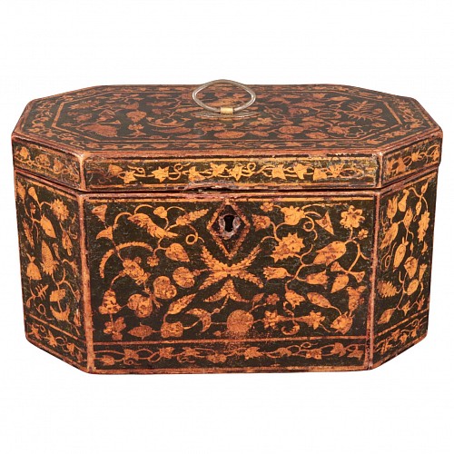 British Furniture Regency English Penwork Double Tea Caddy, 1820 $3,000