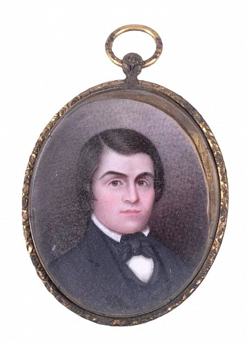 Portrait Miniature American Portrait Miniature of Young Man, Early 19th century SOLD &bull;