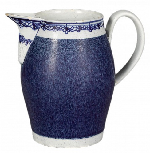 Inventory:  Mocha, English Pearlware Pottery Jug with Speckled Blue Glaze, 1780-1800, $1,250