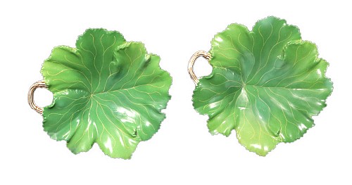 Inventory:  British Pottery, English Pottery Tromp L'oeil Leaf Dishes, Copeland, 1850, $1,250