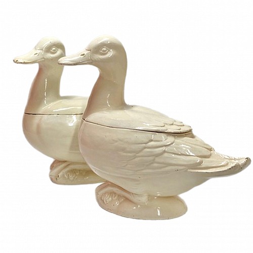 Inventory: Italian Pottery, Italian Creamware Trompe L'oeil Tureens in the form of Ducks, Nove di Bassano, 1775-1802, $4,500