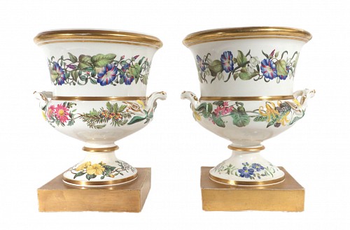 Spode Factory Spode Botanical Porcelain Urns- A Pair from The Lubbock Family Service, 1800-20 $7,500