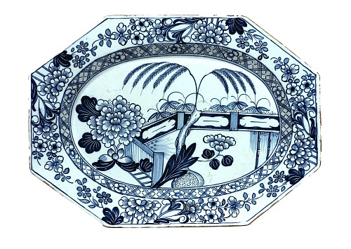 Inventory:  British Delftware, Liverpool or Irish Delftware Chinoiserie Blue & White Dish, 1745-65, $4,850