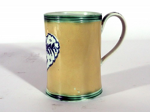 Pearlware Pearlware Mug with Rare Yellow Slip Ground and Heart Decoration, 1780 $1,850