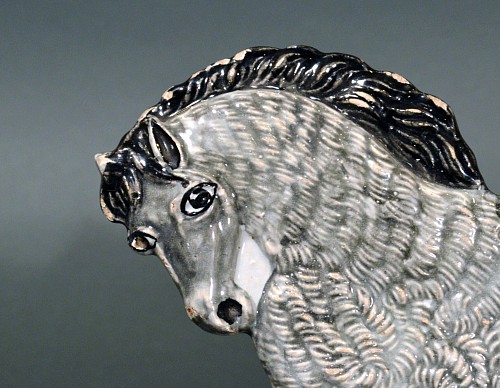 Inventory:  Rorstrand, Continental Faience Plaque in the from of a Horse, Probably Rorstrand, Sweden, Circa 1840, $950