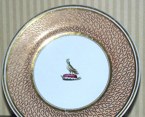 Inventory:  Flight, Barr & Barr Factory, Flight, Barr & Barr Worcester Porcelain Armorial Plate, Crest of the Pullar Family, Circa 1830, $600