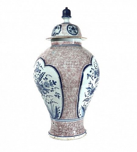 German Faience 18th-century German Faience Powdered Manganese & Blue Large Vase & Cover, 1750 $3,500