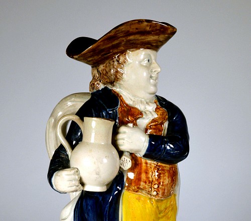 Inventory:  Pearlware, English Pottery Hearty Good Fellow Pearlware Toby Jug, 1800, $2,200