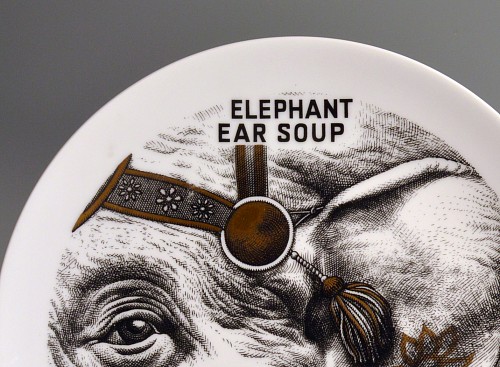 Piero Fornasetti Piero Fornasetti Fleming Joffe Porcelain Plate- Elephant Ear Soup, 1960s $600