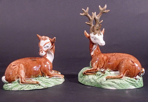 Inventory: A Rare Ralph Wood Pottery Stag & Doe, Circa 1780, $18,000