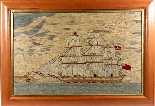 Sailor's Woolwork Grand Sailor&acirc;s Woolwork of the Tea Clipper Fiery Cross, 1875 $6,500