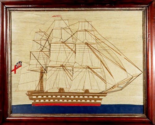 Sailor's Woolwork British Sailor's Woolwork of a Royal Navy Second Rate Battleship, 1875 $6,500