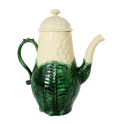 Creamware Pottery English Staffordshire Creamware Pottery Cauliflower Coffee Pot and Cover, 1765 SOLD &bull;