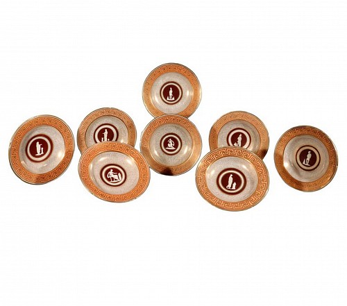 Inventory:  Coalport Factory, Regency Coalport Porcelain Neo-classical Set of Eight Soup Plates after Hamilton, 1800-1810, $3,250