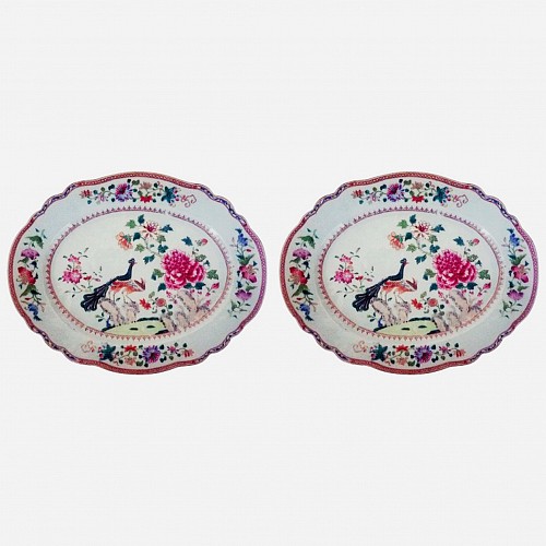 Chinese Export Porcelain Chinese Export Porcelain Double Peacock Dishes, Circa 1765 SOLD &bull;