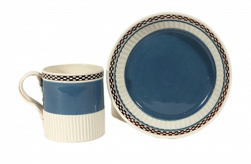 Pearlware Pearlware Light Blue Slip Covered Coffee Cup and Saucer, Staffordshire or Yorkshire, circa 1790, 1790 $427.78