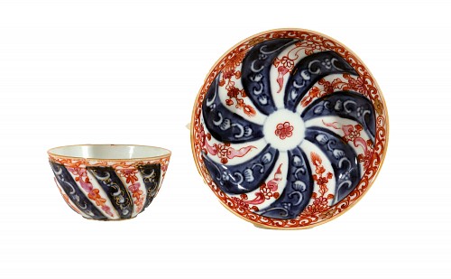 Inventory:  Chinese Export Porcelain, Chinese Export Porcelain "Queen Charlotte" Pattern Tea Bowl & Saucer, Kangxi Period, Early 18th Century, $550