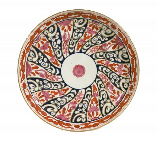 Inventory:  First Period Worcester Porcelain, First Period Worcester Porcelain Saucer Dish in Queen Charlotte Pattern, 1765-75, $1,250