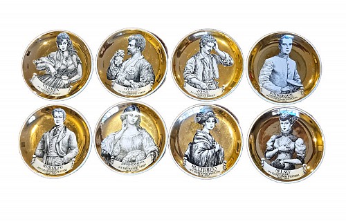 Inventory:  Piero Fornasetti, Piero Fornasetti Set of Coasters of Opera Characters-Melodrama! (With Original Box), 1960s, $1,250