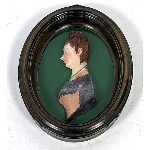 Portrait Miniature Regency Wax Portrait of a Lady, Circa 1810&acirc;1820