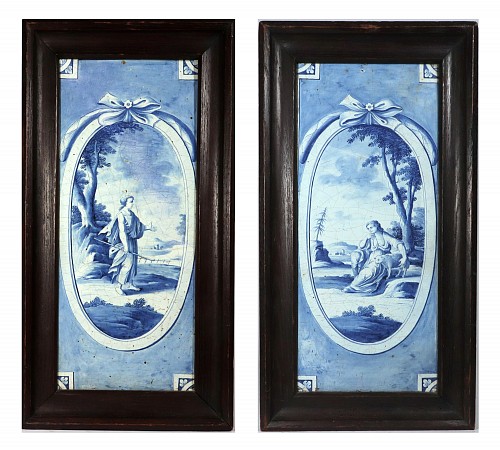 Inventory:  German Faience, German Tin-glazed Earthenware Plaques with Bucolic Scenes, Nurnberg, 1775, $4,000