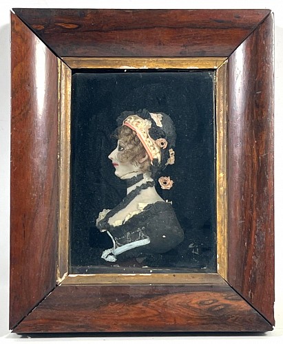 Portrait Miniature Regency Dressed Wax Portrait of an Elegant Lady, By Samuel Percy, Dated 1821, Early 19th Century