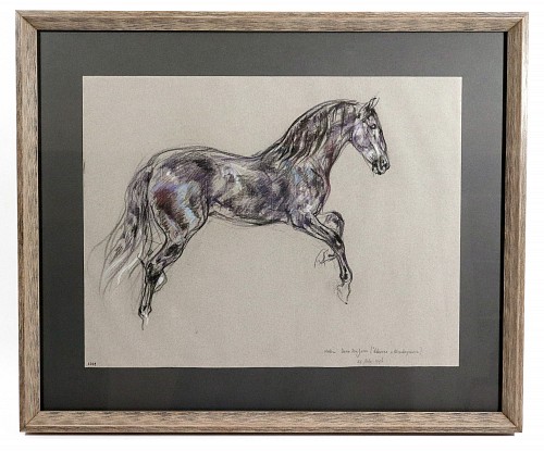 Inventory: Leslie Charlotte Benenson, Horse Pastel by Leslie Charlotte Benenson, Stallion Dans Don Juan, Dated July 21, 1996, Dated 1996, $1,750