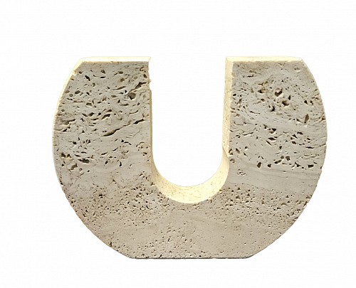 Mid-century Modern Raymor Travertine U-Form Candlestick, Attributed to Fratelli Mannelli, Italy, 1970s $400