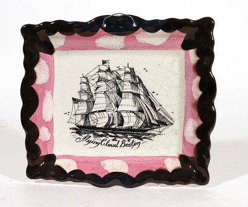 Inventory:  British Pottery, Decorative Luster Maritime Pottery Plaque Titles Flying Cloud Boston, 1980, $350