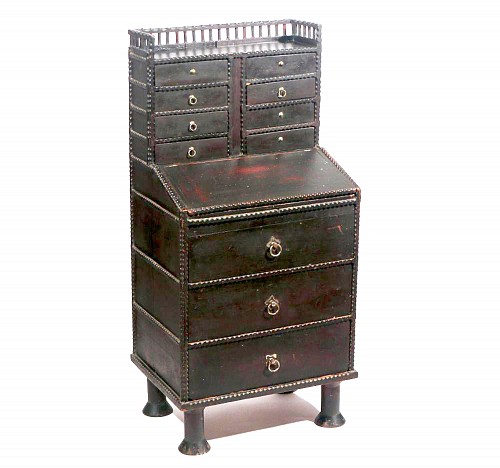 Inventory:  Tramp Art, Tramp Art Secretary Desk of Diminutive Size, Late-19th Century., $2,000