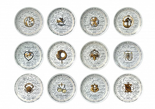 Inventory:  Piero Fornasetti, Piero Fornasetti Zodiac Set of Twelve Plates, 1960s-70s