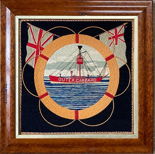 Sailor's Woolwork British Sailor&acirc;s Woolwork of a Named Lightship Stationed off Suffolk, England, Circa 1910 $5,800