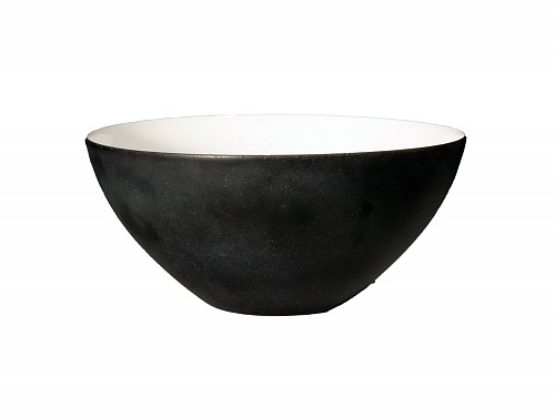 Mid-century Modern Modernist Krenit Black & White Enamel Small Steel Bowl by Herbert Krenchel for Torben &Atilde;rskov & Co., 1950s-early 60s $125