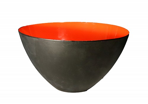 Mid-century Modern Modernist Krenit Bowl in Black Steel and Red Enamel, by Herbert Krenchel, 1950s-early 60s $250