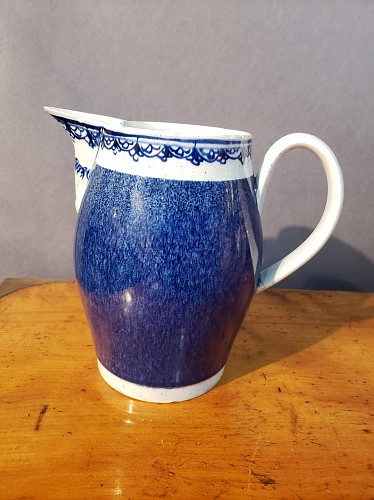 Mocha English Pearlware Pottery Jug with Speckled Blue Glaze, 1780-1800 $1,250