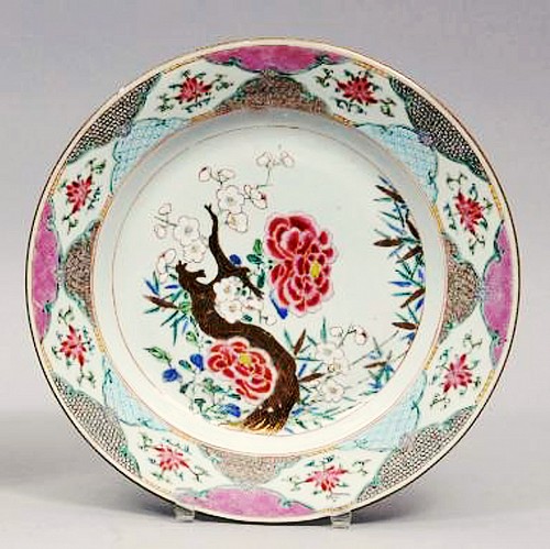 Chinese Export Porcelain Chinese Export Famille Rose Porcelain Pair of Large Dishes, Circa 1735-50 $5,500