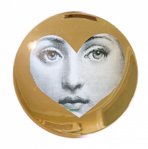 Inventory:  Fornasetti Atalier, Fornasetti Porcelain Themes & Variation Gold Plate, #41, $585